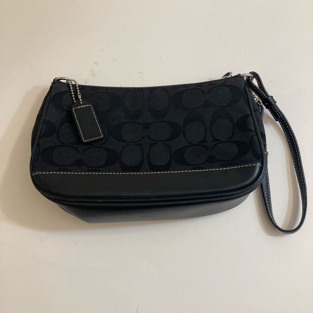 Vintage coach Demi mini handbag in black canvas and leather - Picture 3 of 11